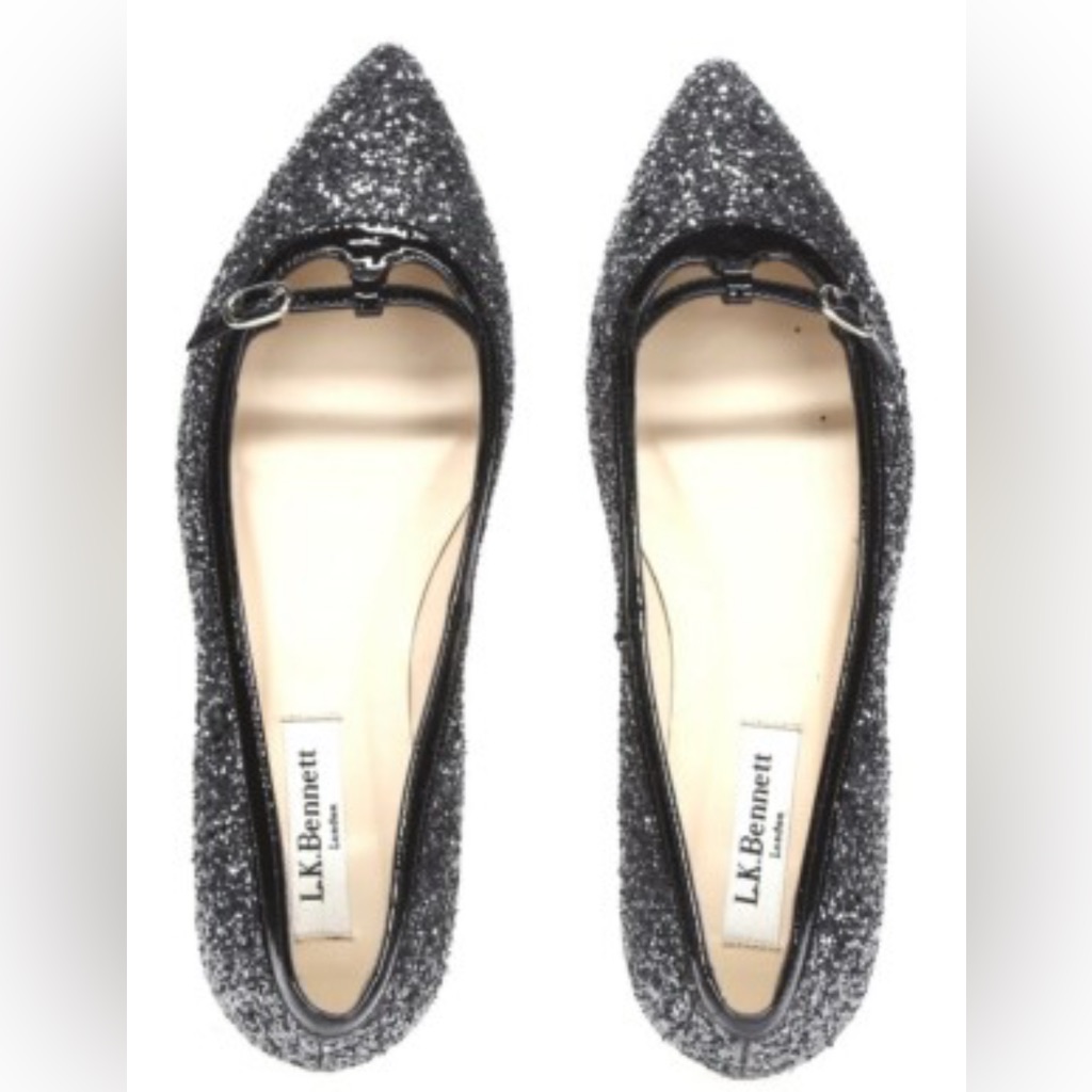 Lk Bennett Black Glitter Women's Shoes Size 37